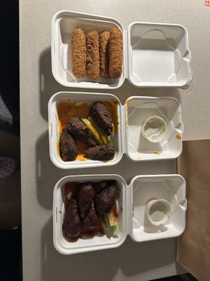 Mozzarella sticks, buffalo wings, bbq wings  at Black Water Bar in Portland
