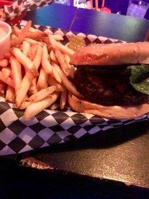 Western burger at Black Water Bar in Portland