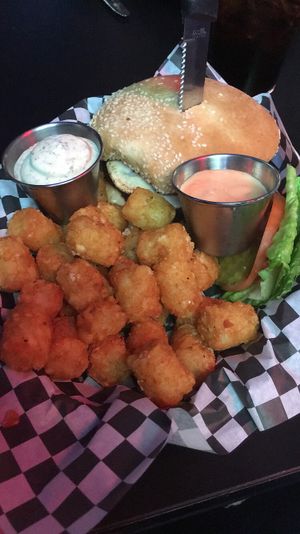 Bacon Bleu was soooooo good. And don’t get me started on the ranch!  at Black Water Bar in Portland