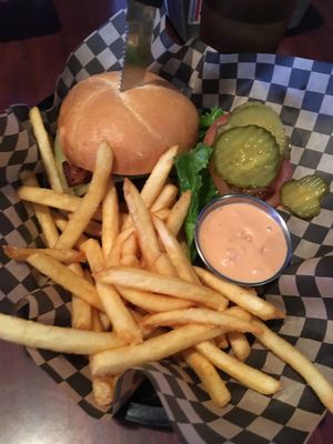 Hamburger  at Black Water Bar in Portland