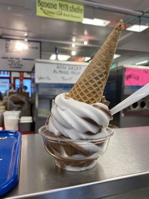 Almond milk soft serve  at CJ's Big Dipper in Bar Harbor