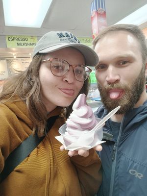 Blueberry Vanilla twist at CJ's Big Dipper in Bar Harbor