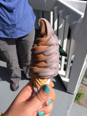 vegan soft serve !!!!!! at CJ's Big Dipper in Bar Harbor