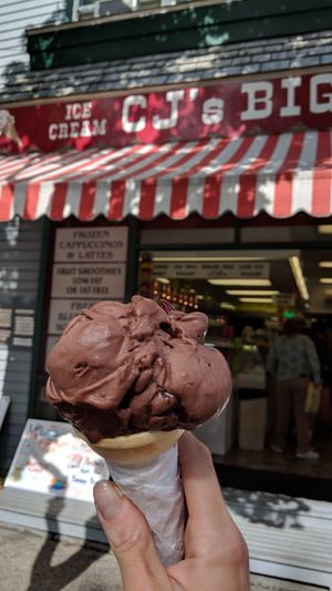 Chocolate cherry soy ice cream! at CJ's Big Dipper in Bar Harbor