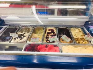 Many almond milk flavors and it really State amazing  at CJ's Big Dipper in Bar Harbor