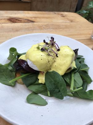 Vegetarian eggs Benedict, with vegan hollandaise (potential to make vegan)  at Cafe Mimosa in Takapuna