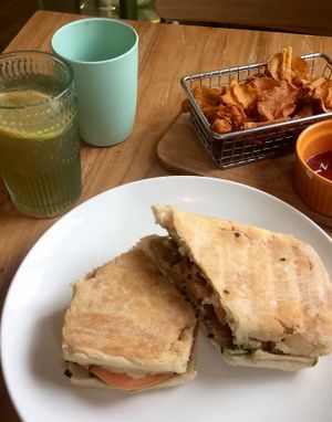 Pesto Panini and Sweet Potato Chips at Happy Buddha - Pop-Up in Shanghai