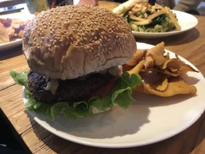 Burger complete with vegan cheese  at Happy Buddha - Pop-Up in Shanghai