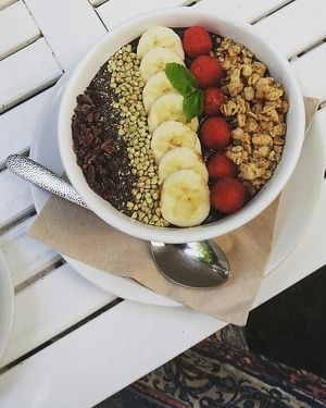Raw cacao smoothie bowl - amazing! at Superfoods & Organic Liquids in Berlin