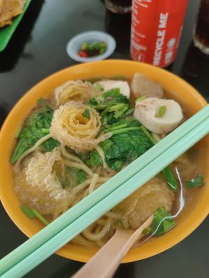 Noodle soup at Blue Boy Vegetarian Food Centre in Kuala Lumpur