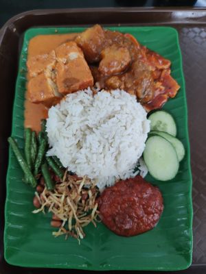 Nasi Lemak with extra tofu 10rm at Blue Boy Vegetarian Food Centre in Kuala Lumpur
