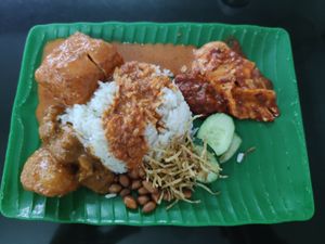 Nasi Lemak with tofu 10rm at Blue Boy Vegetarian Food Centre in Kuala Lumpur