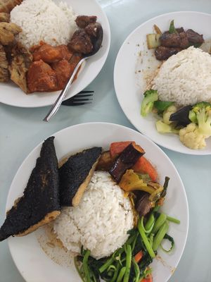 Buffet selection at Blue Boy Vegetarian Food Centre in Kuala Lumpur