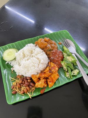 Nasi lemak  at Blue Boy Vegetarian Food Centre in Kuala Lumpur