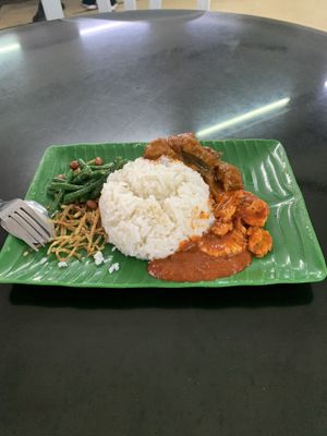 Nasi Lemak 9MYR  at Blue Boy Vegetarian Food Centre in Kuala Lumpur