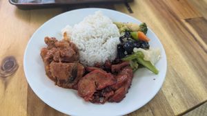 Rice and 3 at Blue Boy Vegetarian Food Centre in Kuala Lumpur