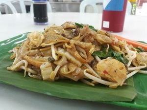 Fried noodles with mystery mock meat. at Blue Boy Vegetarian Food Centre in Kuala Lumpur