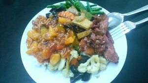 From buffet 12 RM at Blue Boy Vegetarian Food Centre in Kuala Lumpur