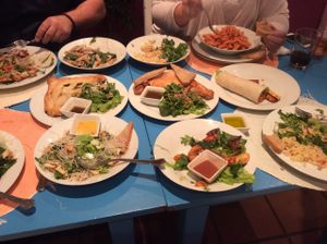 Four people but we ordered extra, because so very delicious and VEGAN

Happy cow this cafe serves no meat, mostly vegan with vegetarian options too.

The salad dressings are amazing, the salads, vegan pastry pies.. Wow delicious at Didi Cafe in Albufeira