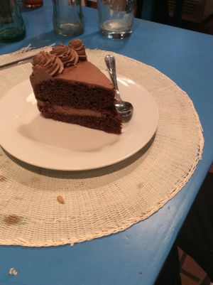 Vegan chocolate gateaux. Perfection on a plate at Didi Cafe in Albufeira