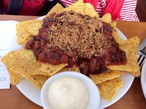 Vegan nachos at The Blue Bird Vegetarian Cafe in Auckland