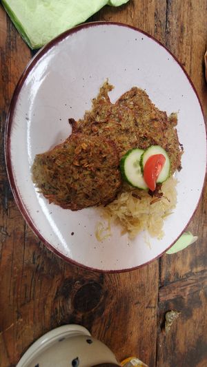 Potato cake at Krcma U dwau Maryi in Cesky Krumlov