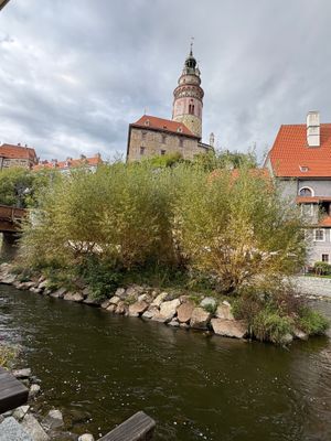 View from our table.  at Krcma U dwau Maryi in Cesky Krumlov