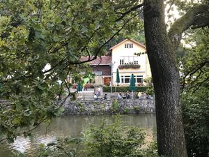 View across the lake towards Waldsee, Freiburg at Waldsee in Freiburg