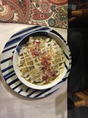 Enchiladas. They were quite good but spicy :) at Origen in San Pedro De Alcantara