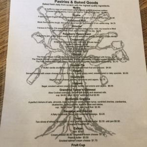 back of the menu at Bottletree Bakery in Oxford