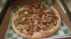Vegan Okra Masala Pizza at Pizza & Sub Stop in Lowell