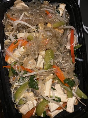 Korean noodles with tofu at Zhu's Vegan Kitchen in Arlington