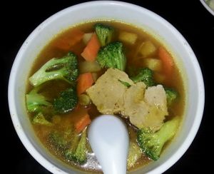 Veggie Curry Noodle Soup at Zhu's Vegan Kitchen in Arlington
