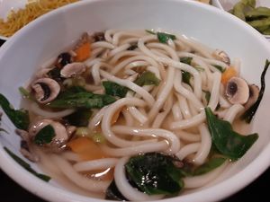 Udon miso soup at Zhu's Vegan Kitchen in Arlington