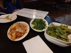 Kimchi, seaweed, edemame at Zhu's Vegan Kitchen in Arlington