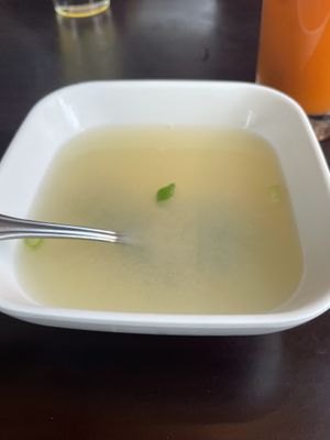 Miso soup  at Zhu's Vegan Kitchen in Arlington