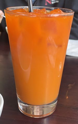Thai iced tea  at Zhu's Vegan Kitchen in Arlington