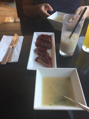 Miso soup  at Zhu's Vegan Kitchen in Arlington