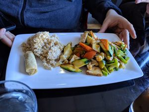 Vegetable delight lunch special at Zhu's Vegan Kitchen in Arlington