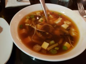 Hot and sour soup at Zhu's Vegan Kitchen in Arlington