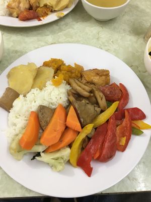 Buffet selection (cassava and sweet potato/pumpkin were delicious)  at Tu Hao in Hanoi