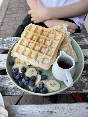Vegan waffles   at Schondorf Bio Cafe in Bratislava