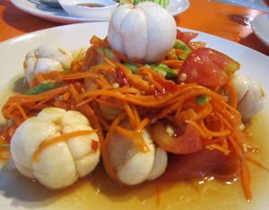 The unforgettable 'Forget me Not Salad'  at Nam Mangosteen Thailand  in Ranong