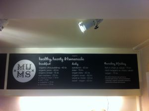 Menu card at Mums Deli in Copenhagen