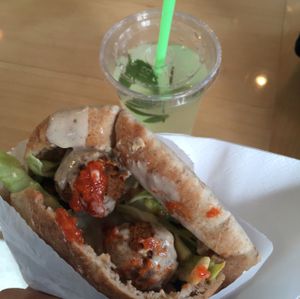 vegan falafel and free lemonade! :) at Falafel King in West London