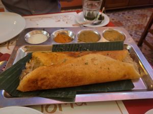 Masala dosa at Veg World India in Barcelona