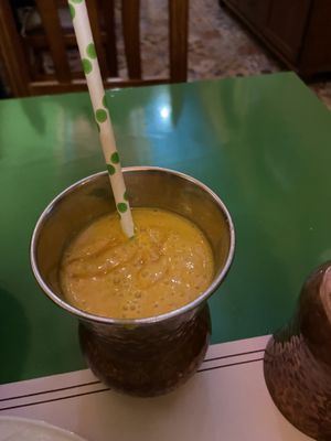 Mango juice 🌱  at Veg World India in Barcelona