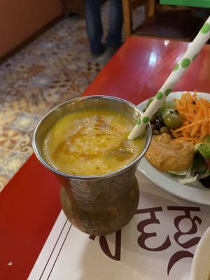 Mango lassi 🥭   at Veg World India in Barcelona