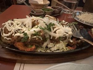 Patata rellena de carne vegana  at Veg World India in Barcelona