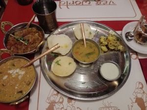 Idly with Sambar curry at Veg World India in Barcelona